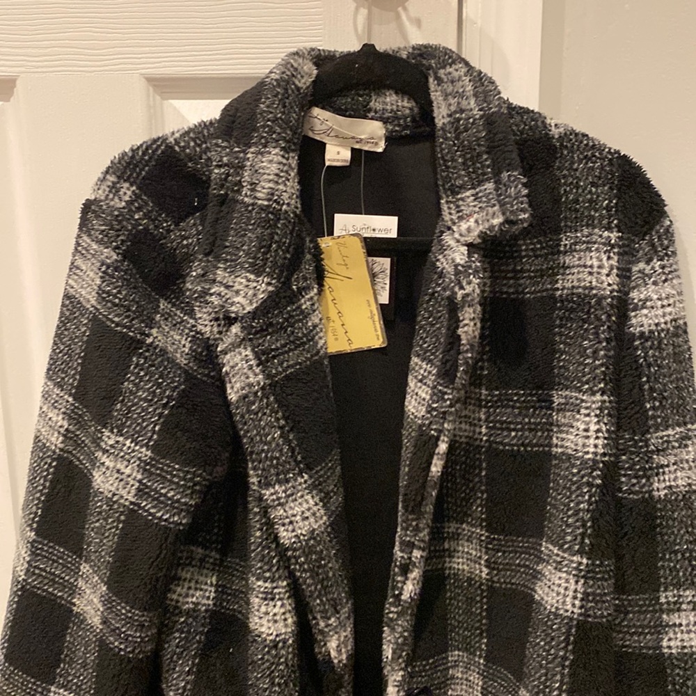New Vintage Havana plaid fleece jacket coat size small